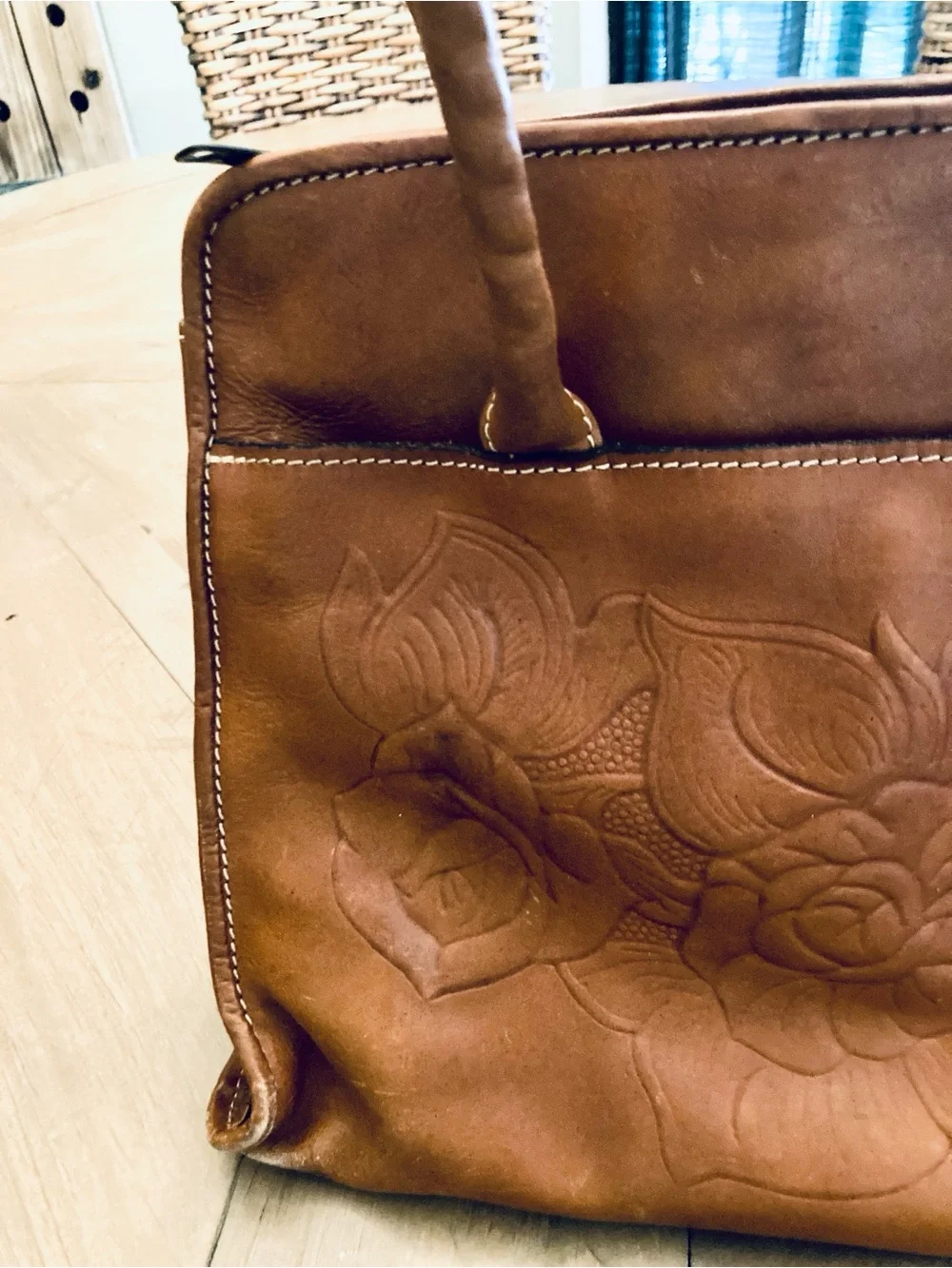 Patricia Nash Paris Large Satchel in Brown Leather